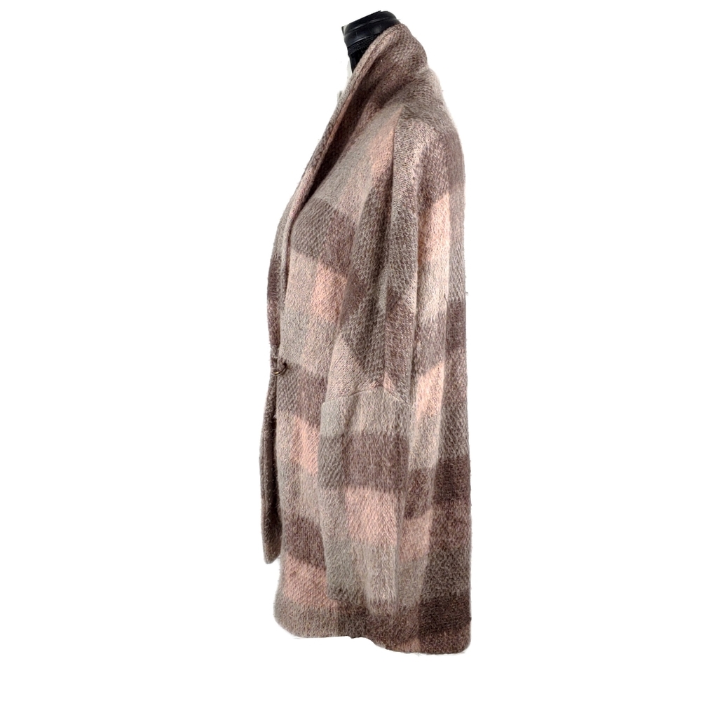 Anthropologie Moth Womens M Soft Woodland Plaid Mohair Wrap Cardigan Coat - Picture 4 of 9